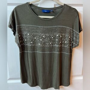 Apt. 9 Olive Embellished Short Sleeve Tee